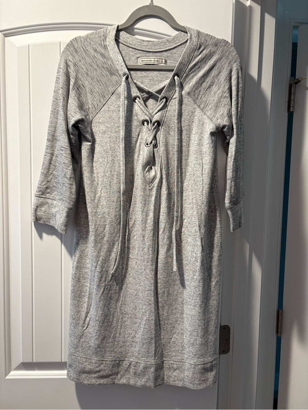 Abercrombie & Fitch Marled Lace-up Gray Sweatshirt Casual Lounge Dress